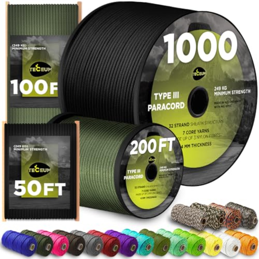 Para Cord 1000Ft - 5/32 Zoll Paracord-Seil 1000ft/200ft/100ft/50ft Taktisches Fallschirmseil