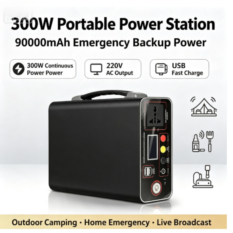 Solar Emergency Charger - Tragbares Kraftwerk 300W 220V, 333Wh, 90000mAh,